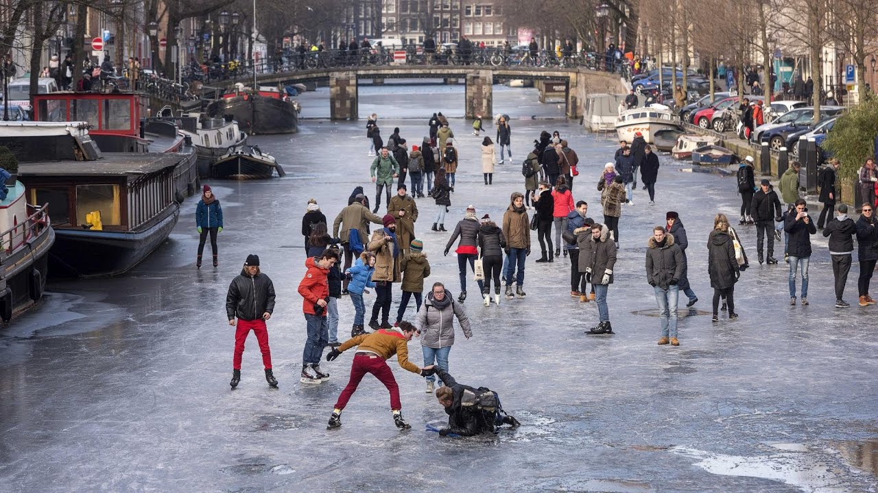 Ice skating in Amsterdam’s frozen canals