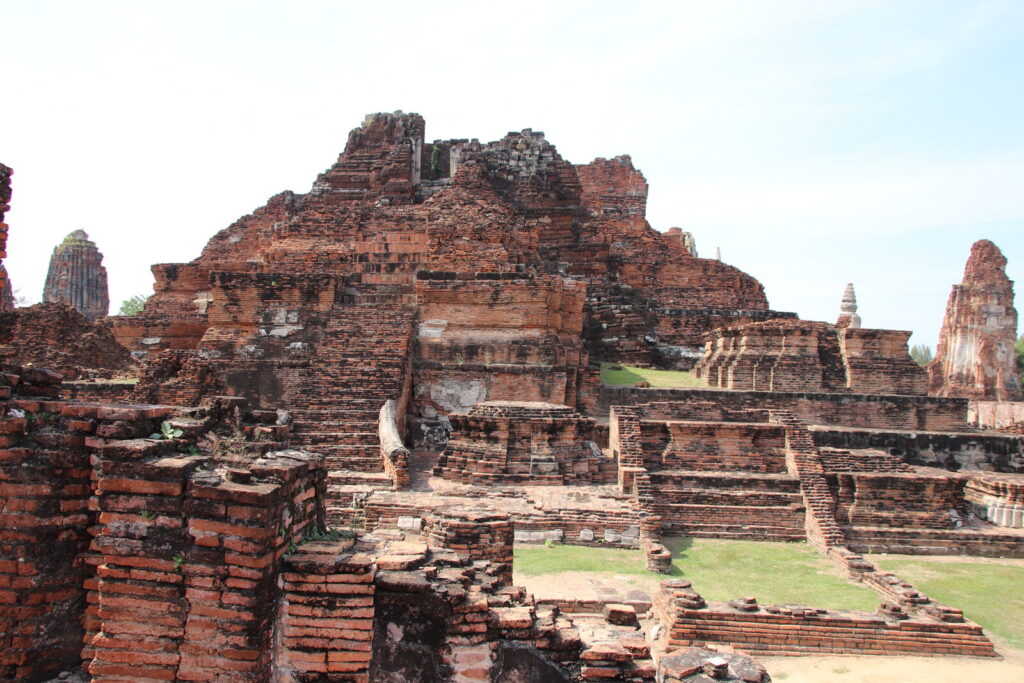 Ancient brick temple ruins at Ayutthaya Historical Park near Bangkok, Thailand