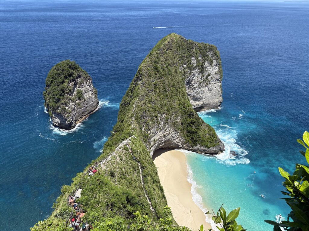 Kelingking Beach and its T-Rex shaped cliff at Nusa Penida, Bali, in the dry season