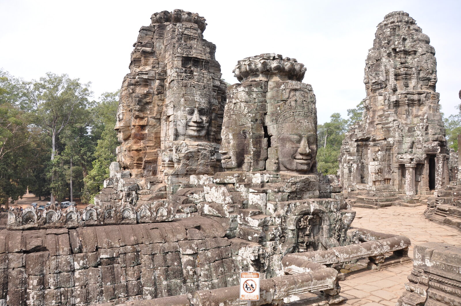 Stone faces of the Bayon temple at Angkor Thom, Siem Reap, Cambodia