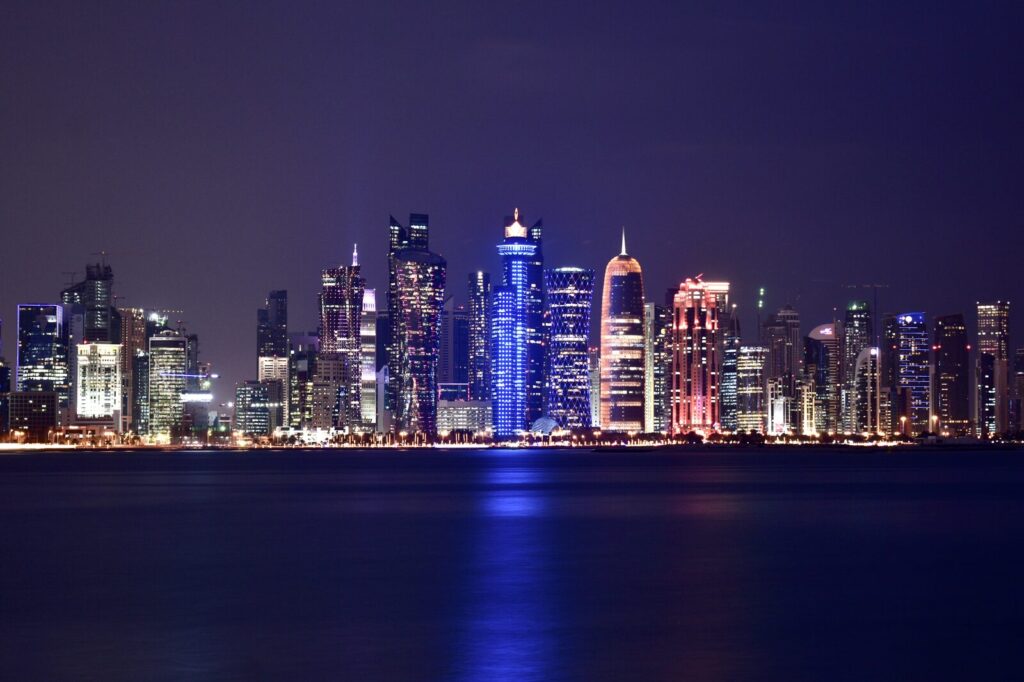 Night skyline of Doha, Qatar — one of the six Gulf states covered by the GCC Grand Tours unified visa