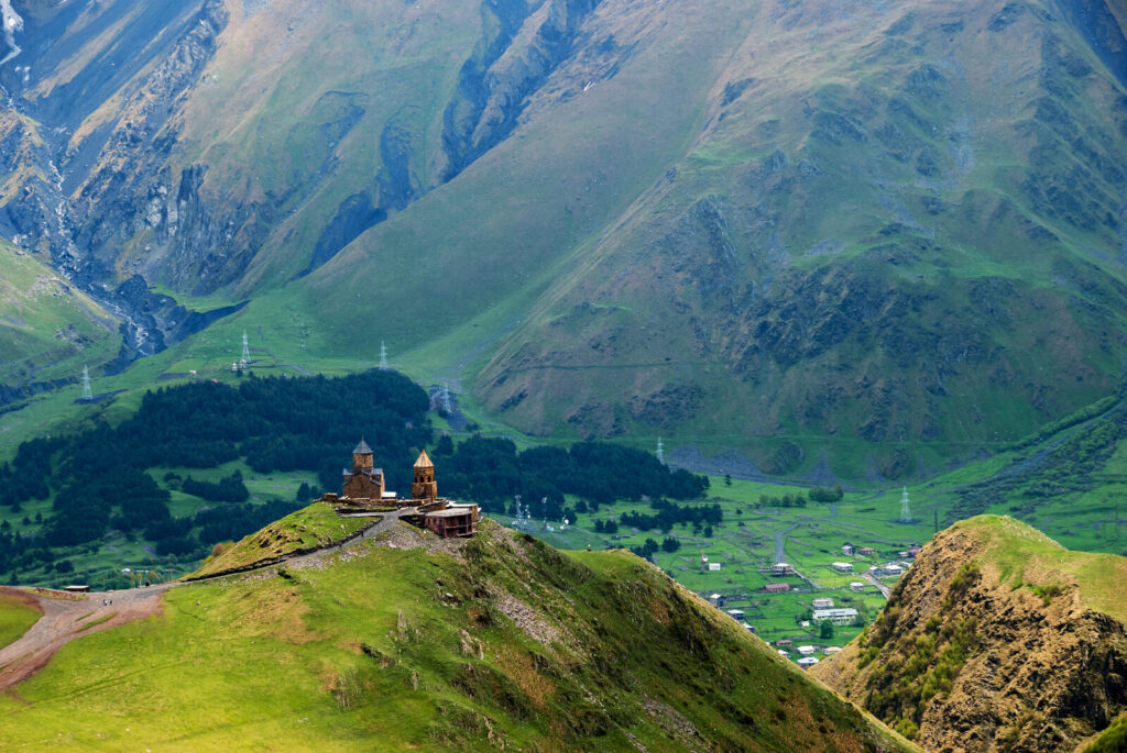 Gergeti Trinity Church below Mount Kazbegi, Georgia