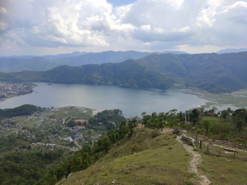 Phewa Lake and the Annapurna range at Pokhara, Nepal