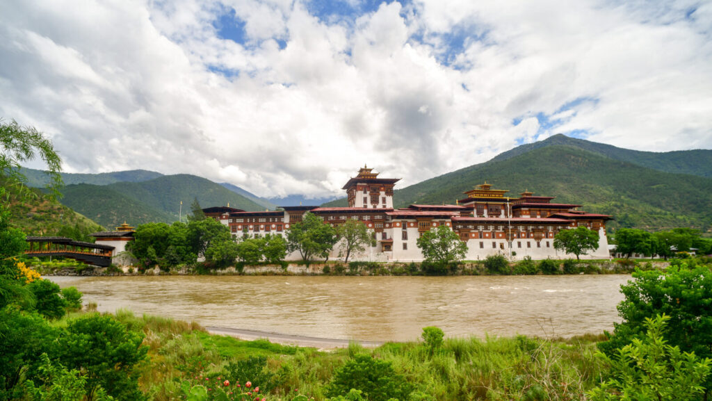 Punakha Dzong at the river confluence, Bhutan