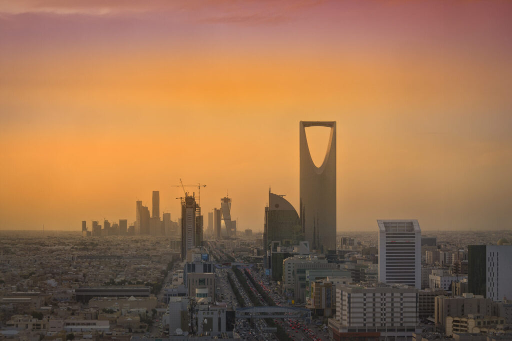 The skyline of Riyadh, Saudi Arabia
