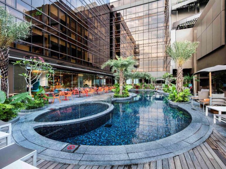 Outdoor pool deck at ibis Styles Singapore On Macpherson