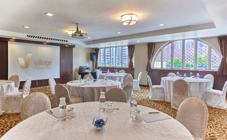 Banquet room with round tables at Village Hotel Albert Court Singapore